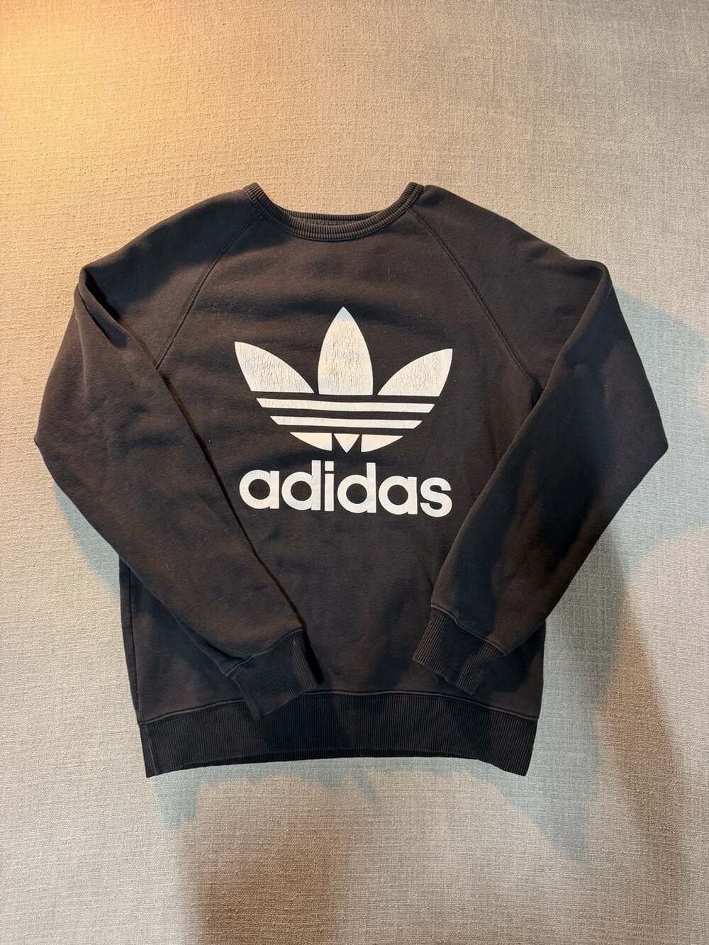 Adidas Trefoil Logo Black Crewneck Sweatshirt Men's Size Small
